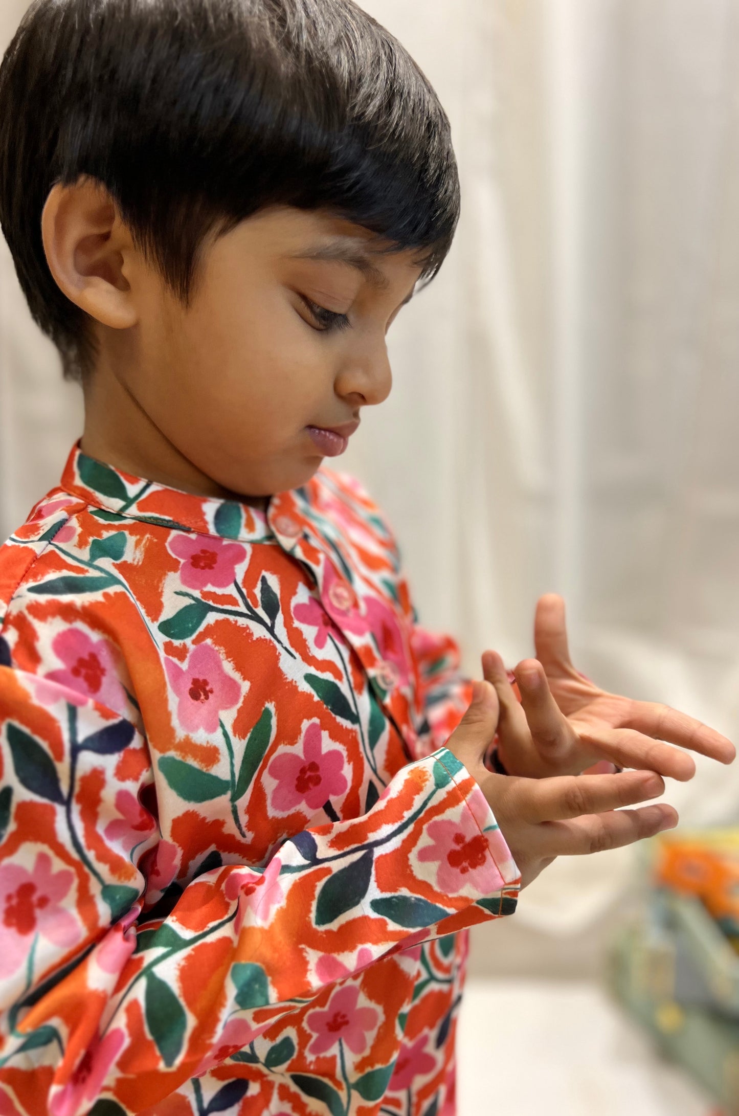 Orange floral kurta