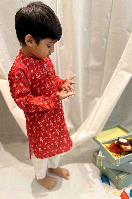 Red bandhani kurta