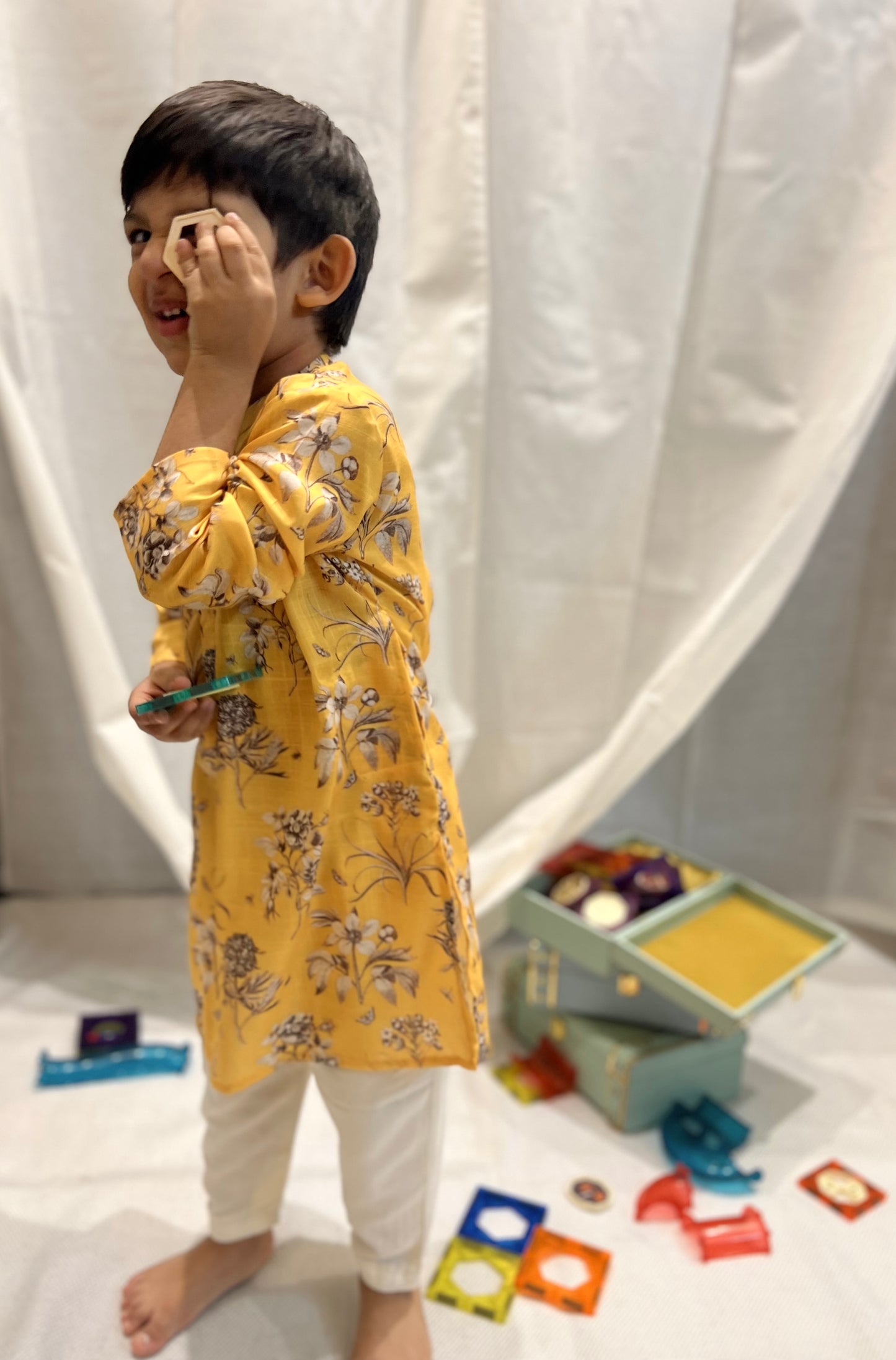 Yellow floral kurta