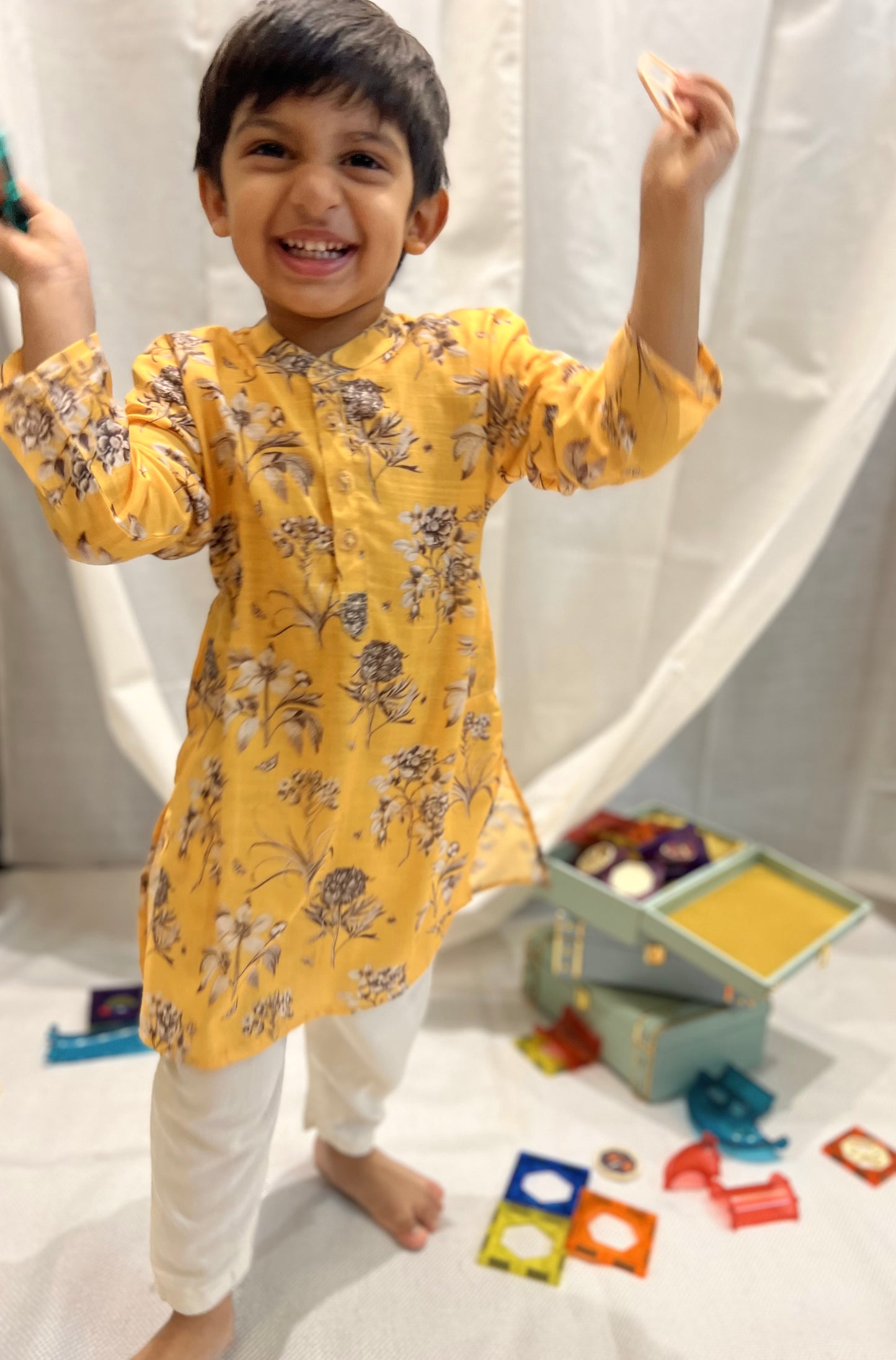 Yellow floral kurta