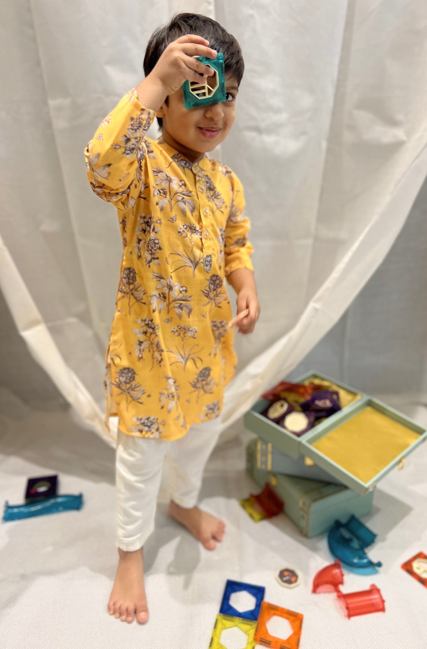 Yellow floral kurta