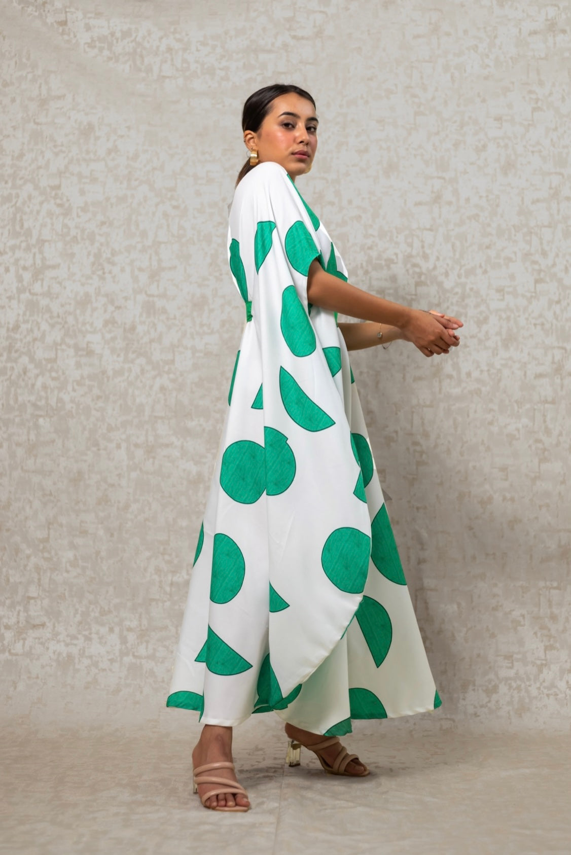 PC17 Green Drape Kaftan Dress