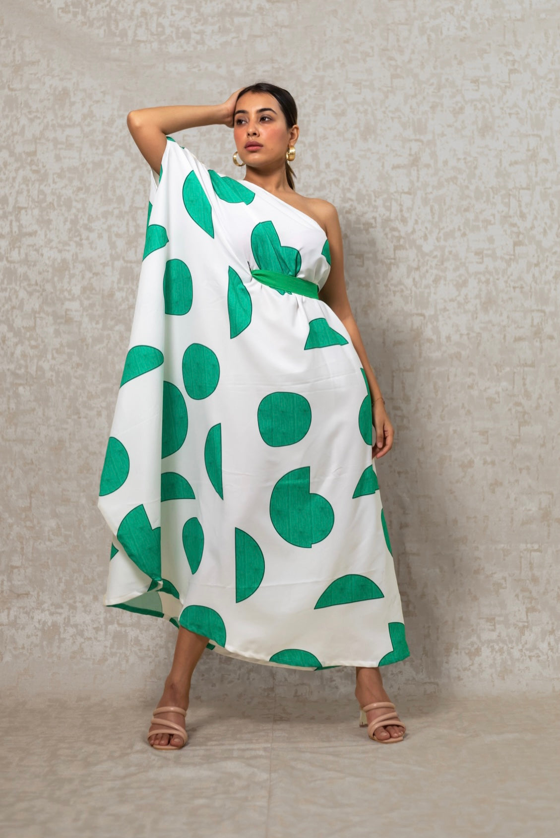 PC17 Green Drape Kaftan Dress