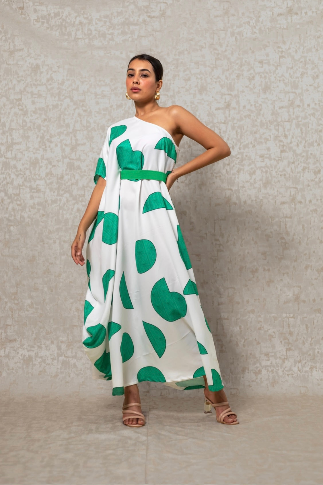 PC17 Green Drape Kaftan Dress