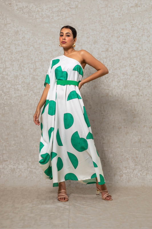 PC17 Green Drape Kaftan Dress