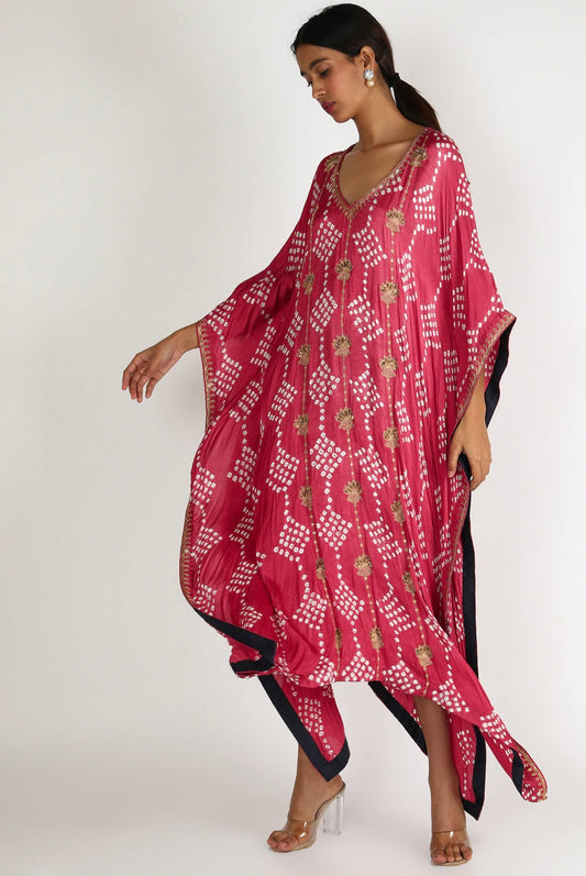 Dull Pink Embroidered Kaftan