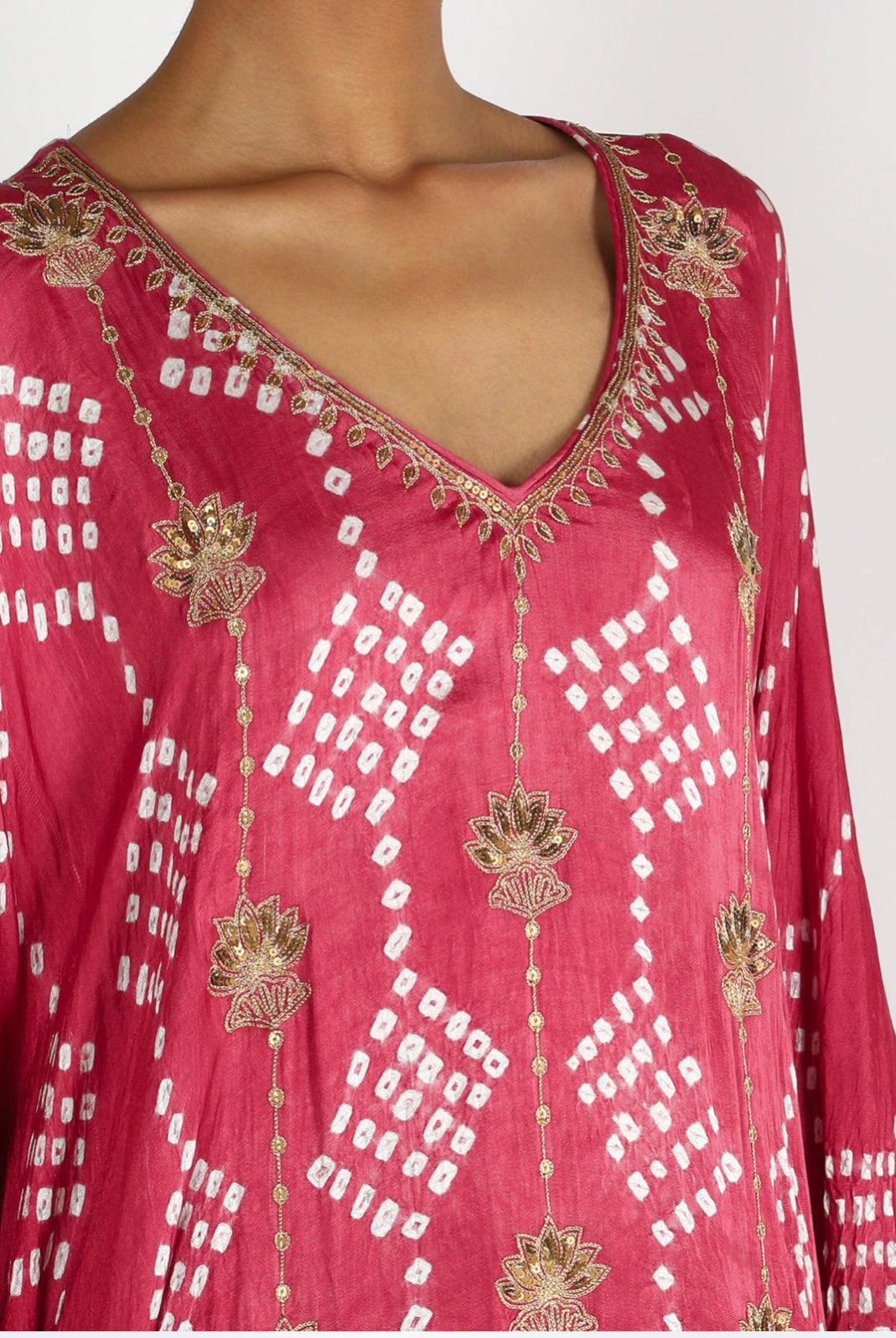 Dull Pink Embroidered Kaftan