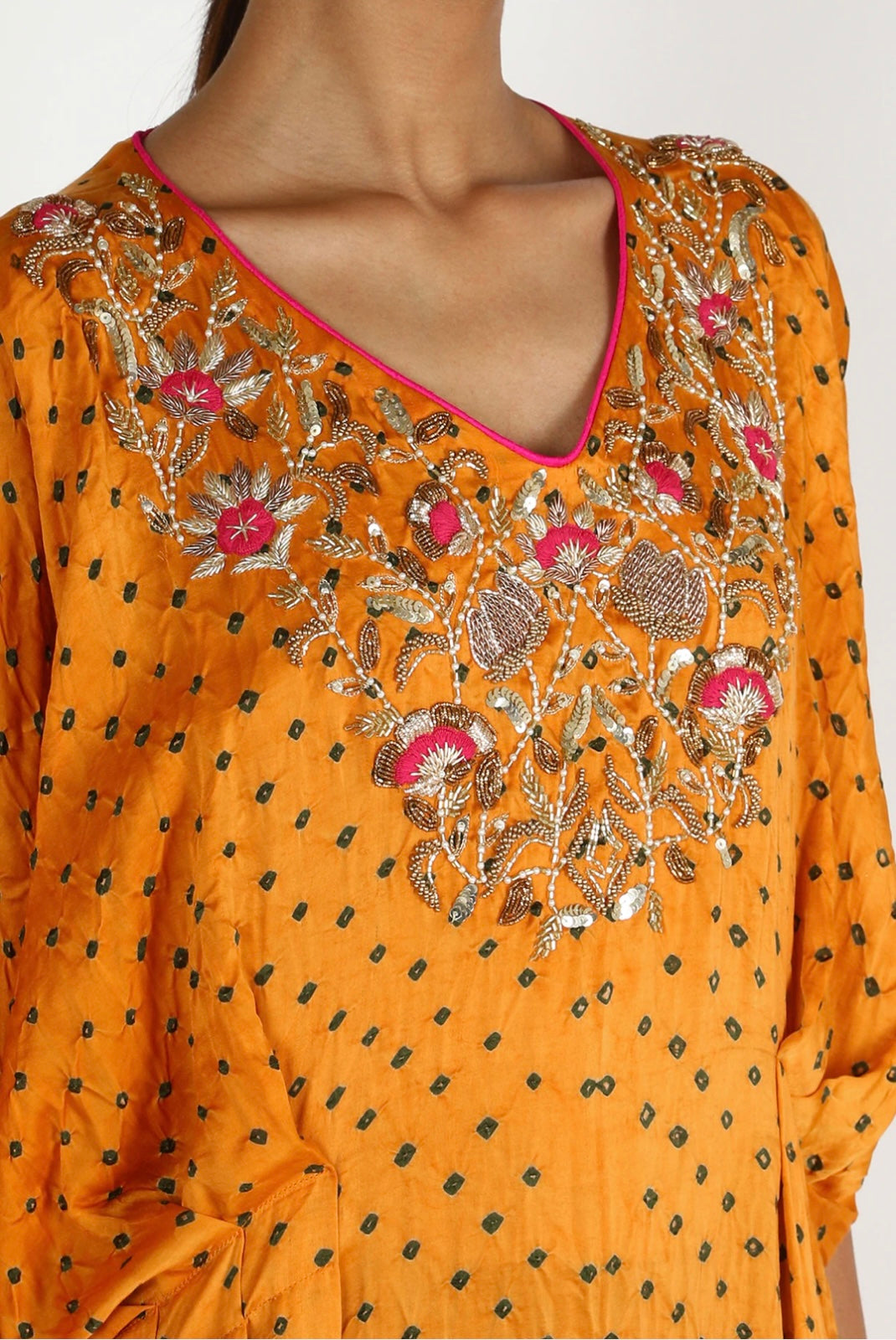 Yellow Embroidered Kaftan