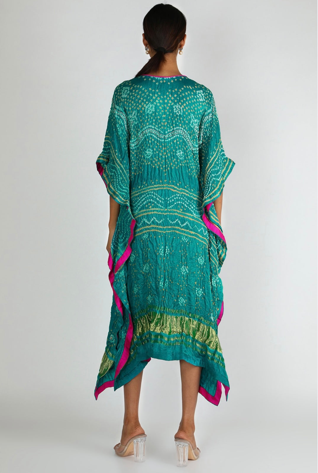 Peacock Blue Embroidered Kaftan