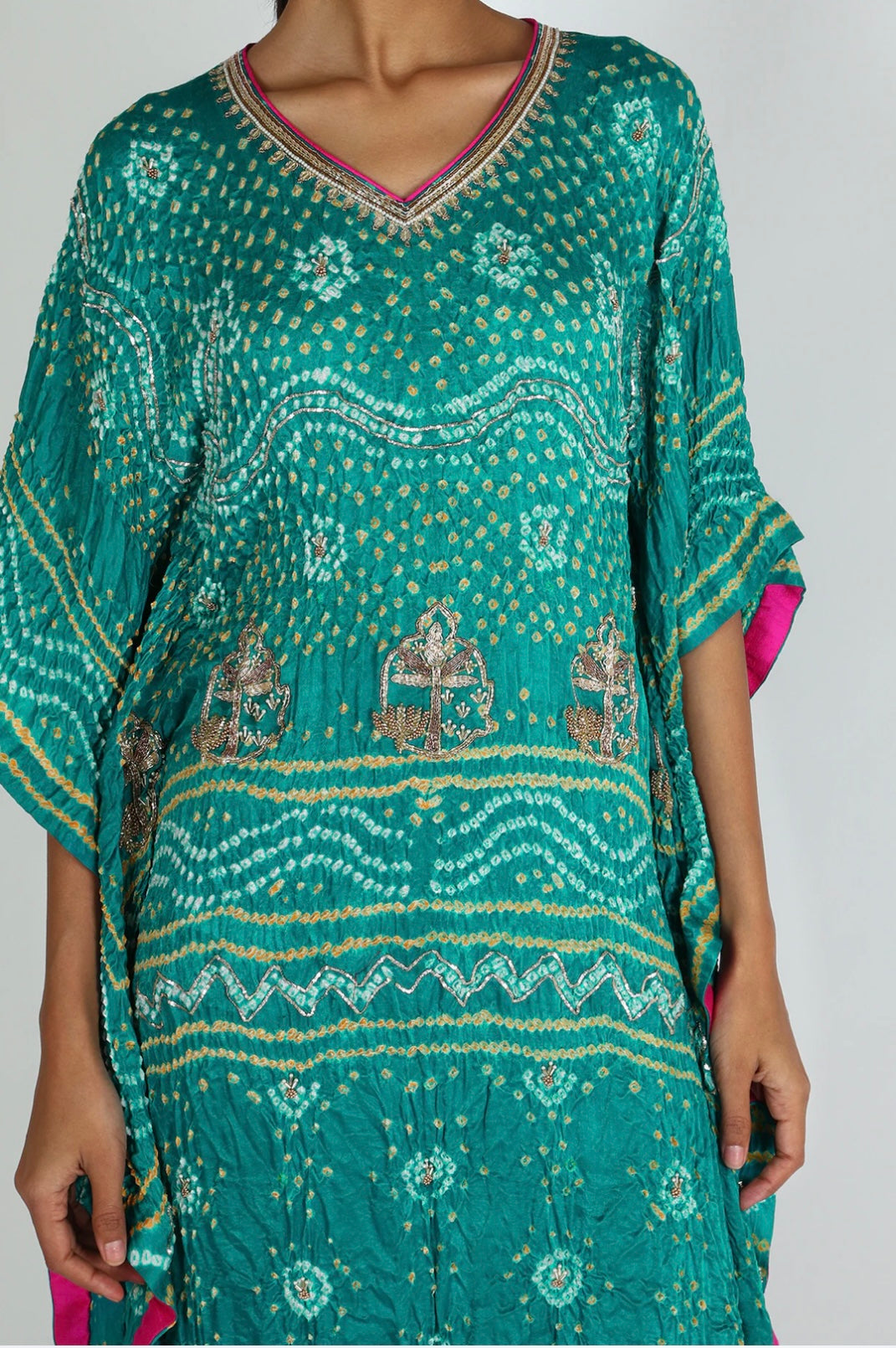 Peacock Blue Embroidered Kaftan