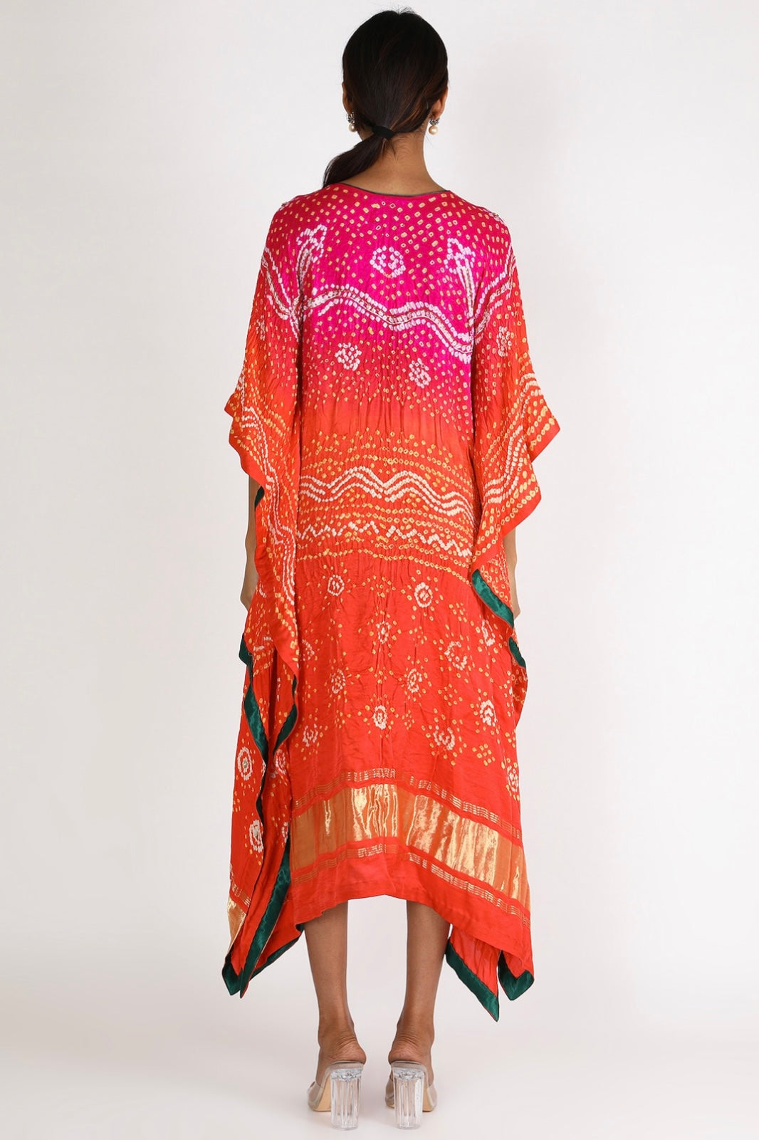 Orange Pink Embroidered Kaftan