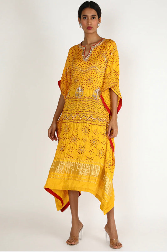 Yellow Embroidered Kaftan