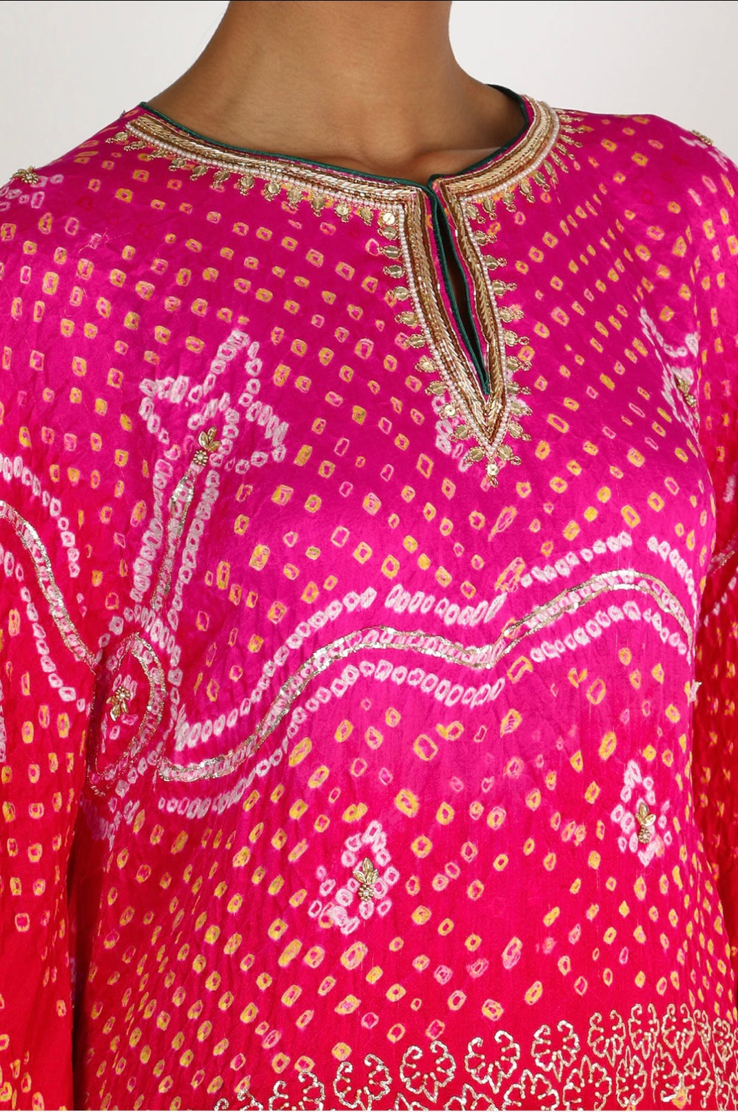 Red-Pink Embroidered Kaftan