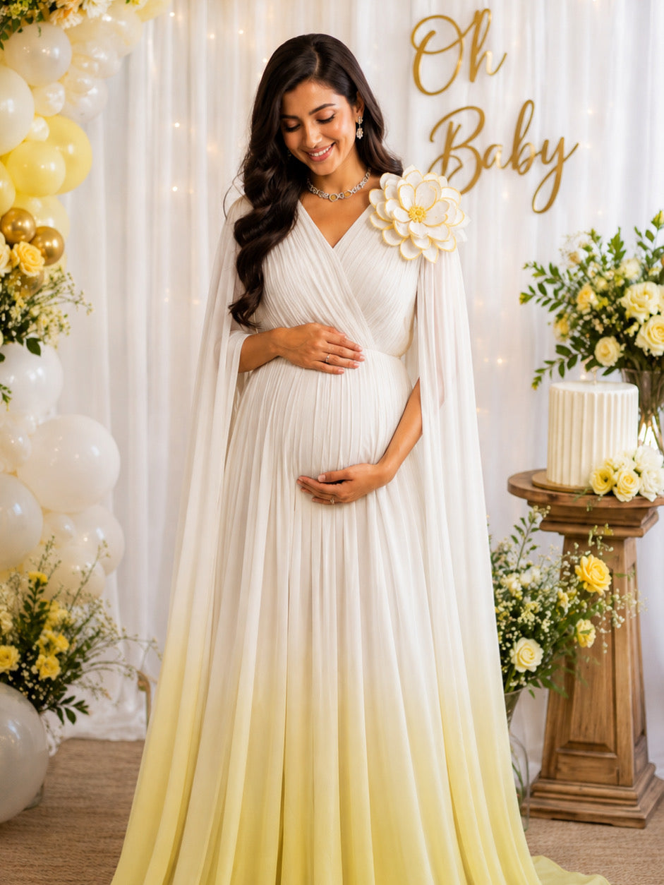 Baby shower gown Offwhite yellow