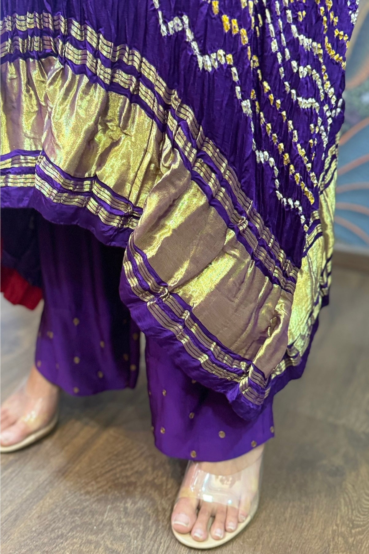 Purple abha bandhani kaftan