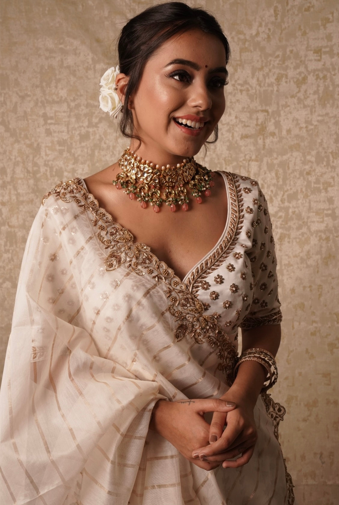 White wedding bridal lehenga