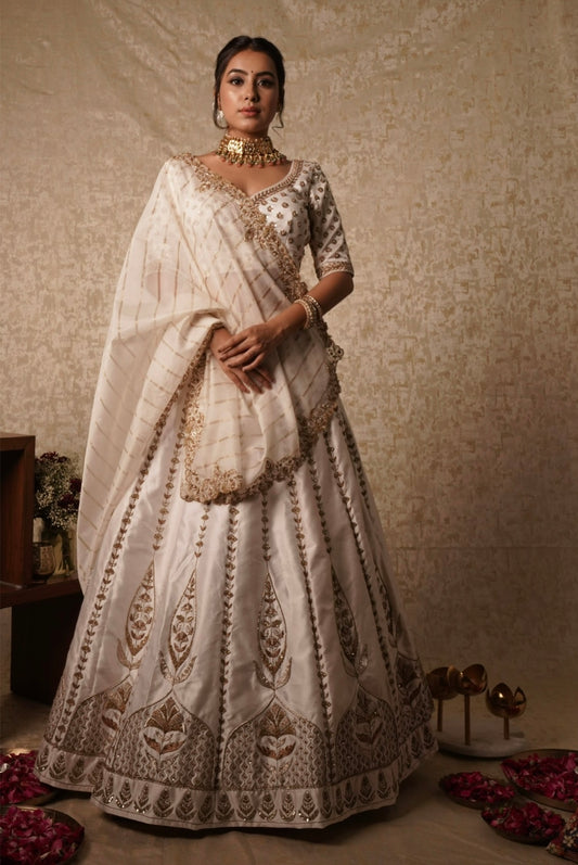 White wedding bridal lehenga